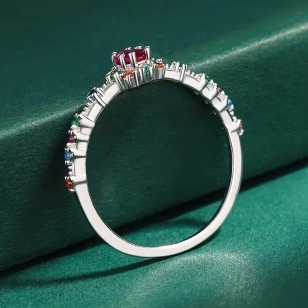 Sterling Silver Multicolor Gemstone Ring